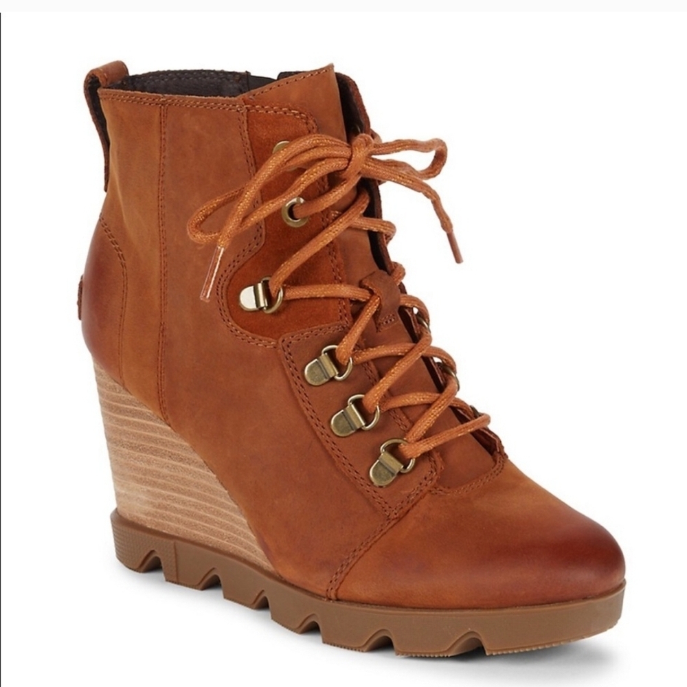 Sorel Brown Lace Up Boots with Wedge Heel